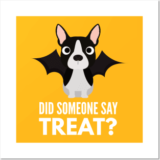 Boston Terrier Halloween Trick or Treat Posters and Art